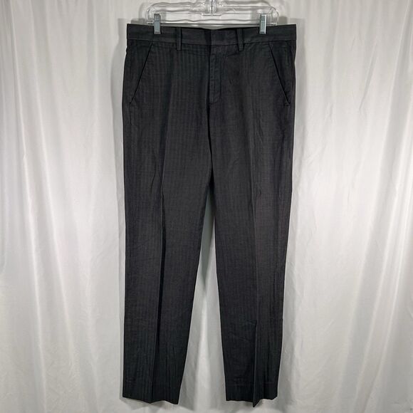 Armani Exchange Dress Pants Men's 33 Reg Grey Striped Flat Front 100% Cotton - Picture 1 of 9